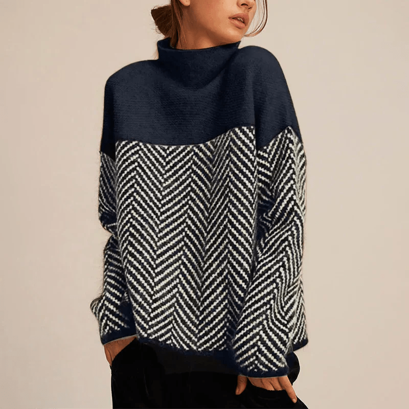 Women's Relaxed High Neck Knitted Jumper