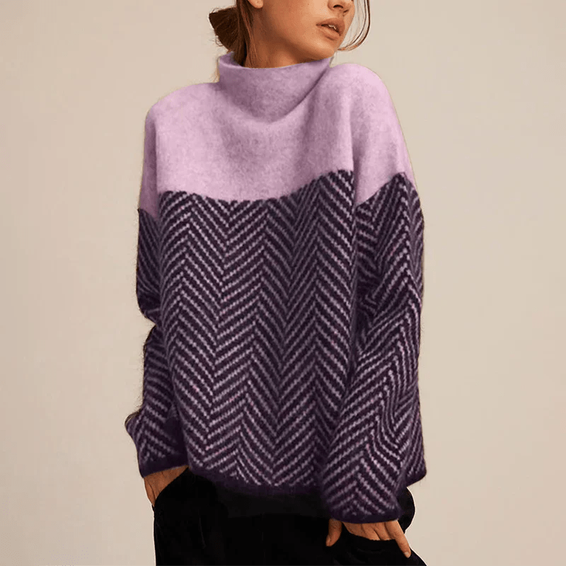 Women's Relaxed High Neck Knitted Jumper
