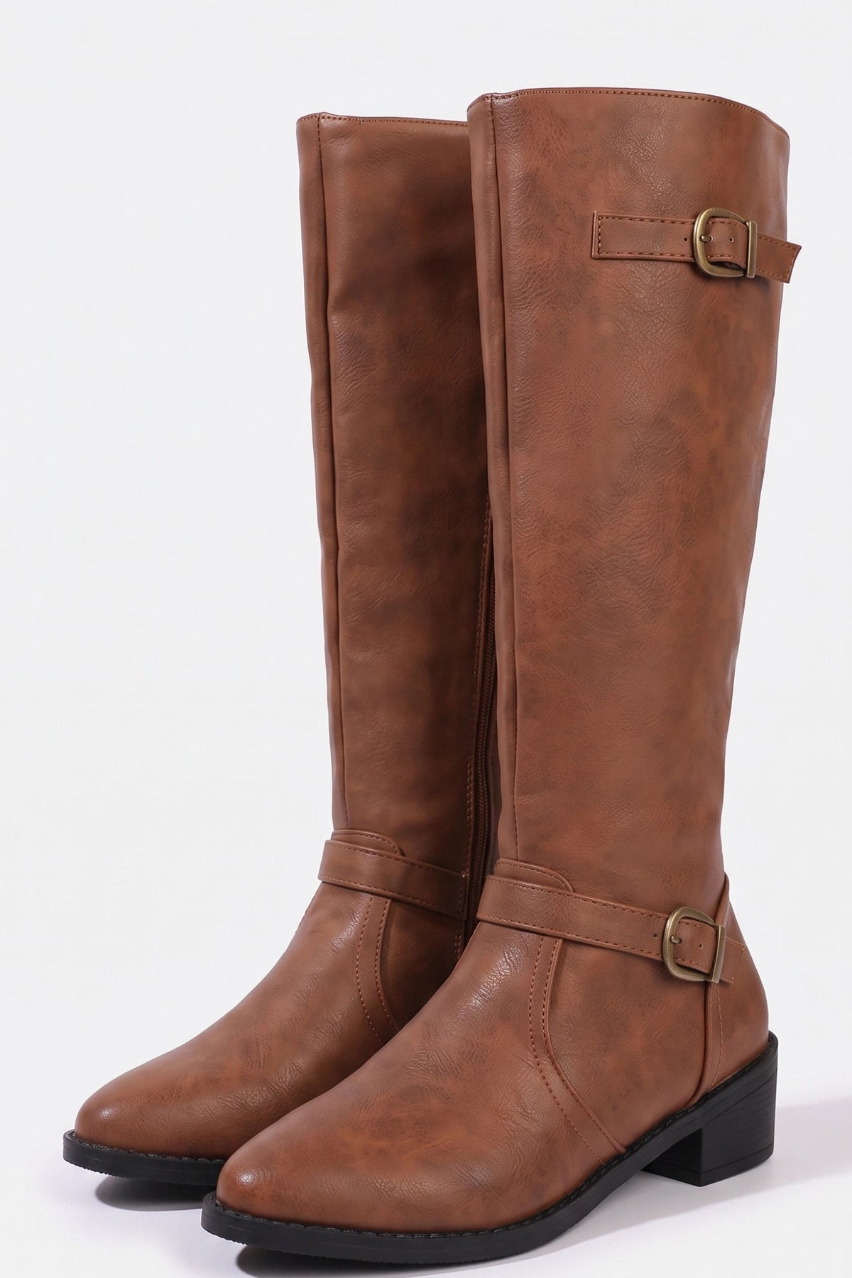 Women's Zip-Up Faux Leather Knee High Boots