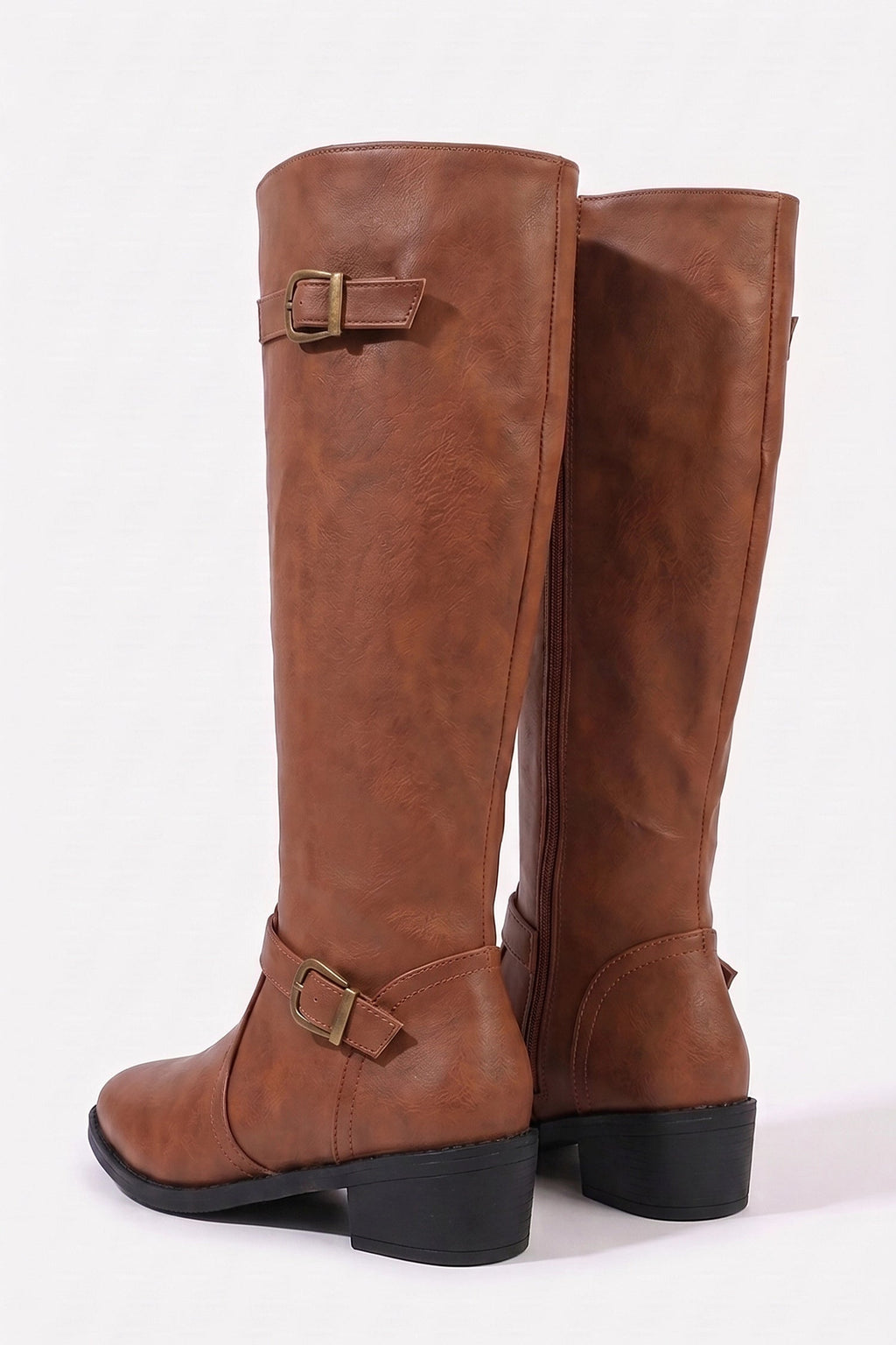 Women's Zip-Up Faux Leather Knee High Boots