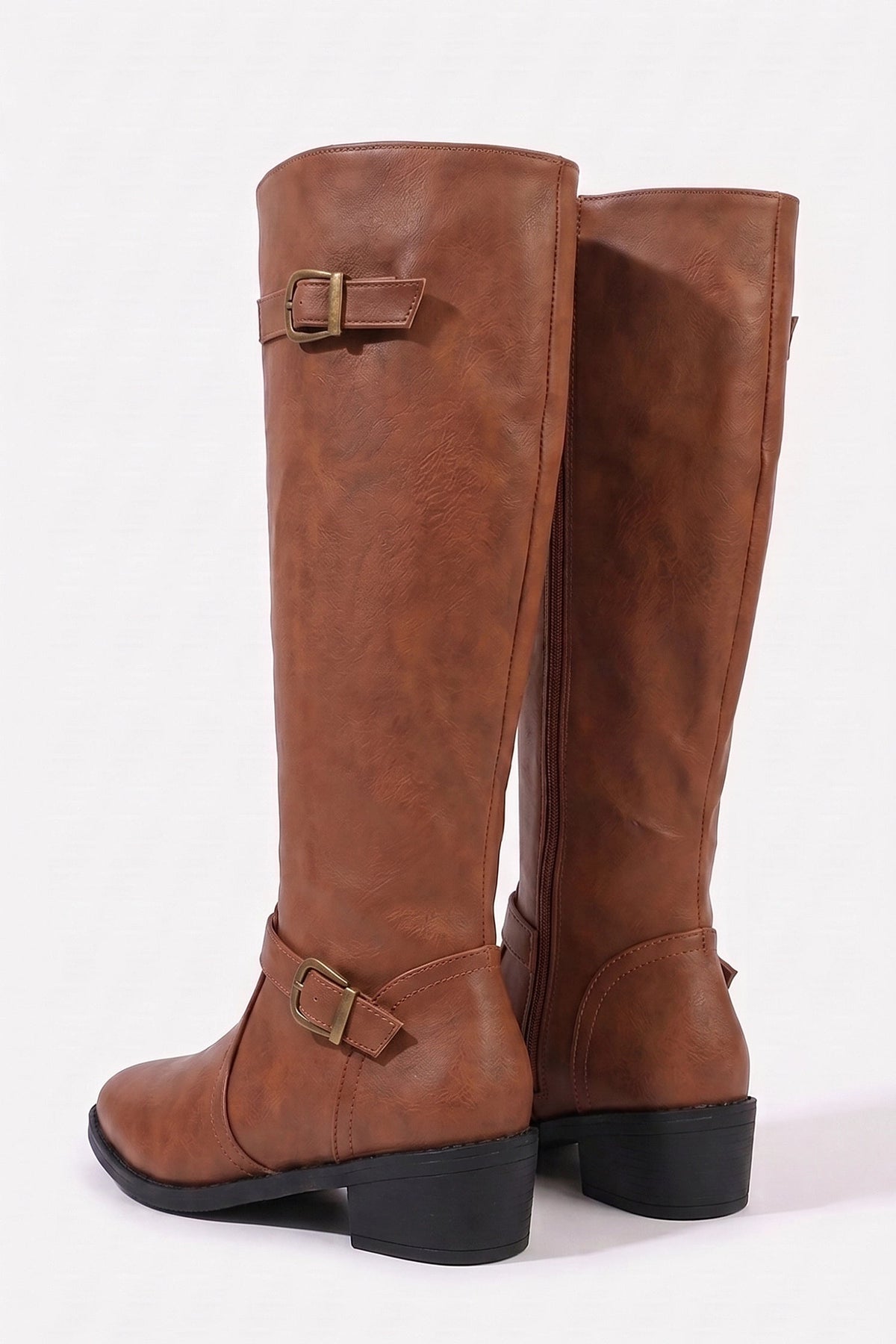 Women's Zip-Up Faux Leather Knee High Boots