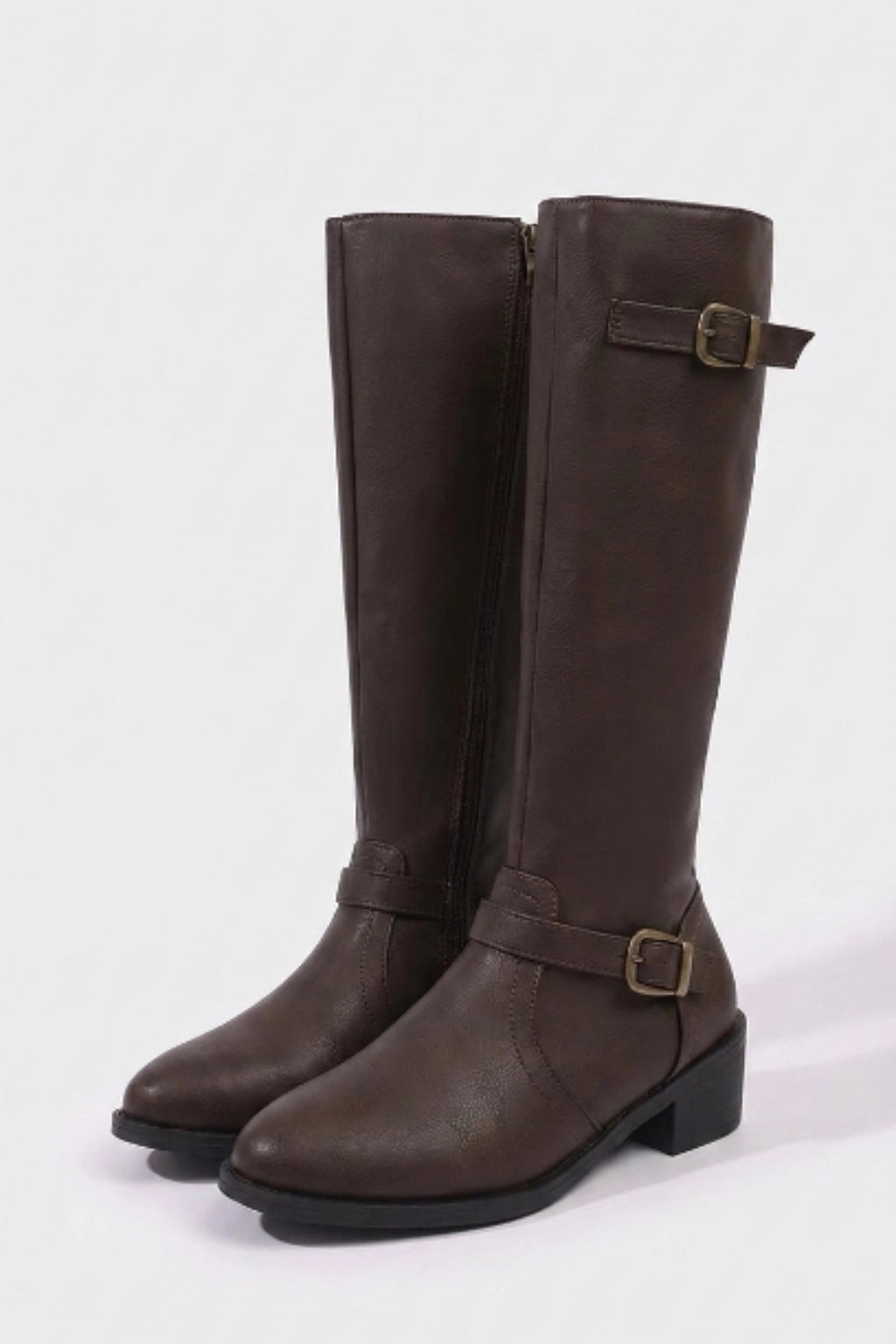 Women's Zip-Up Faux Leather Knee High Boots
