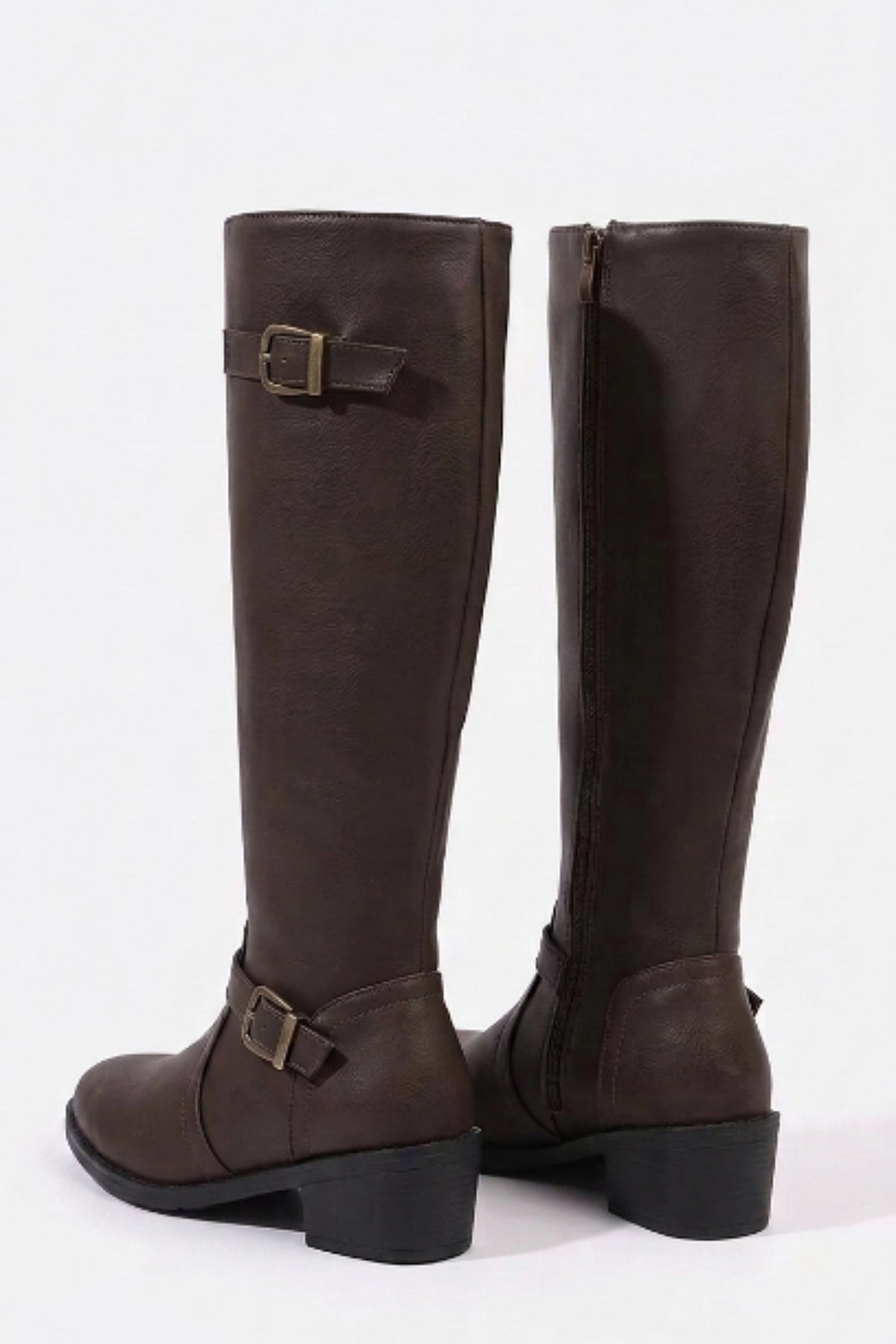 Women's Zip-Up Faux Leather Knee High Boots
