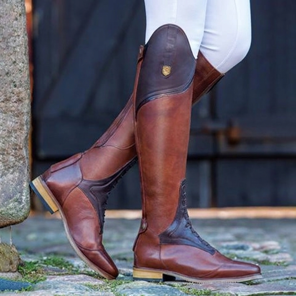 Women's Zip-Up Faux Leather Riding Boots