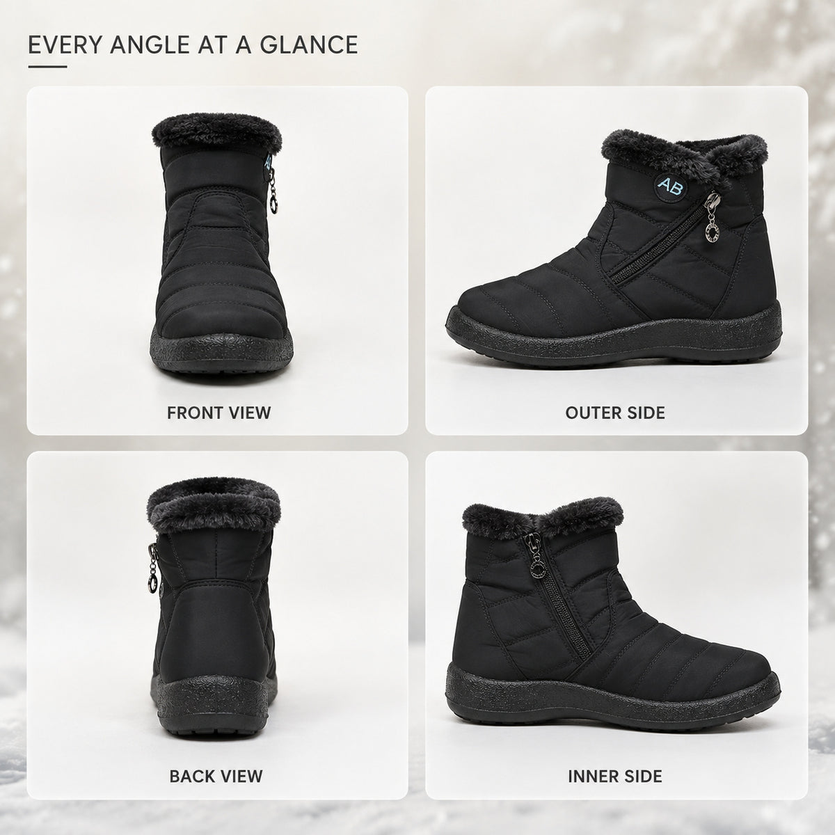 Women's Zip-Up Waterproof Ankle Boots