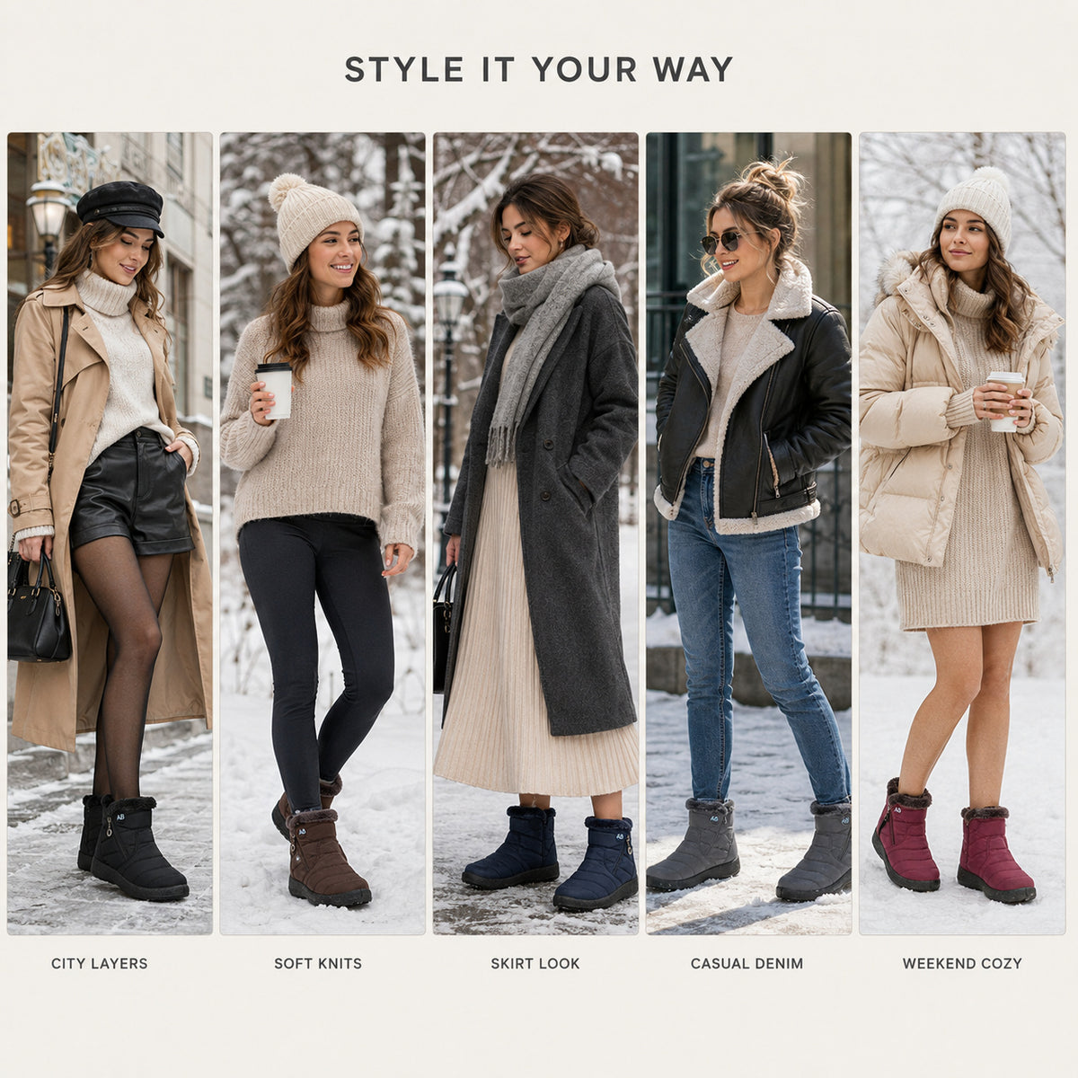 Women's Zip-Up Waterproof Ankle Boots